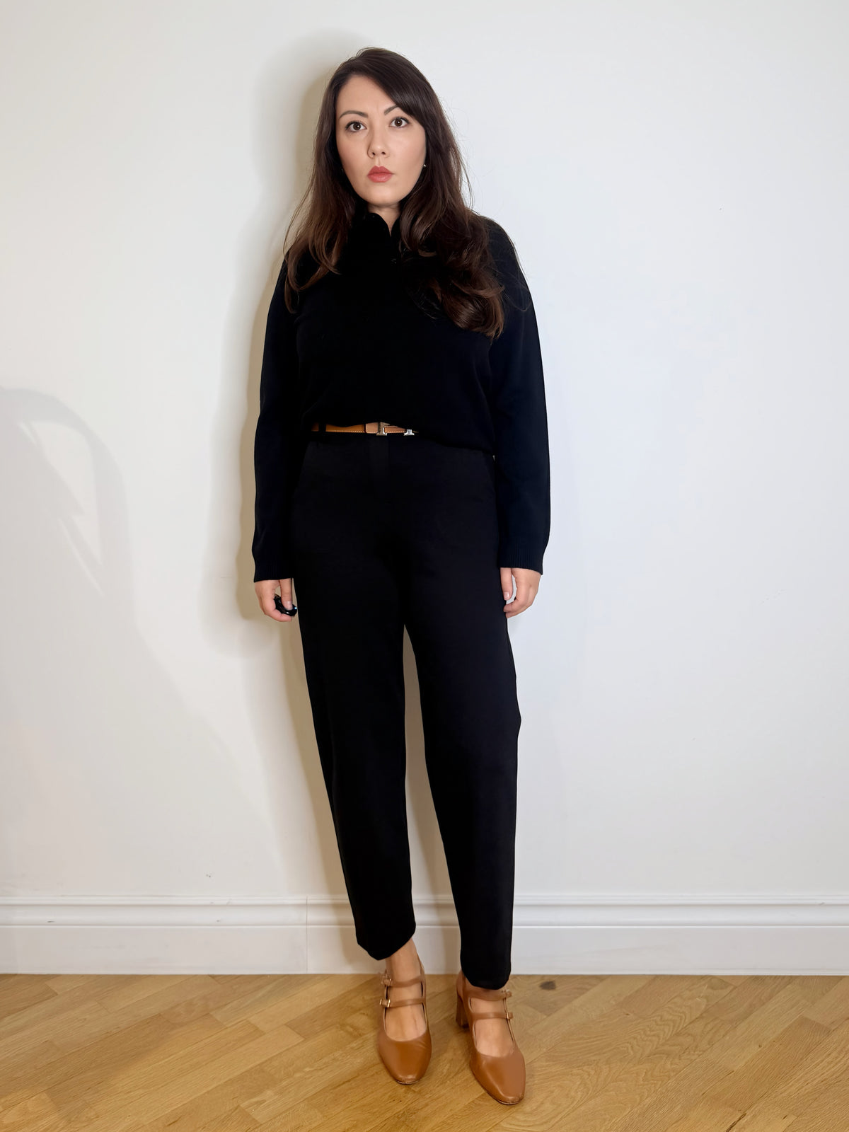 Pantalone barrel nero in punto Milano