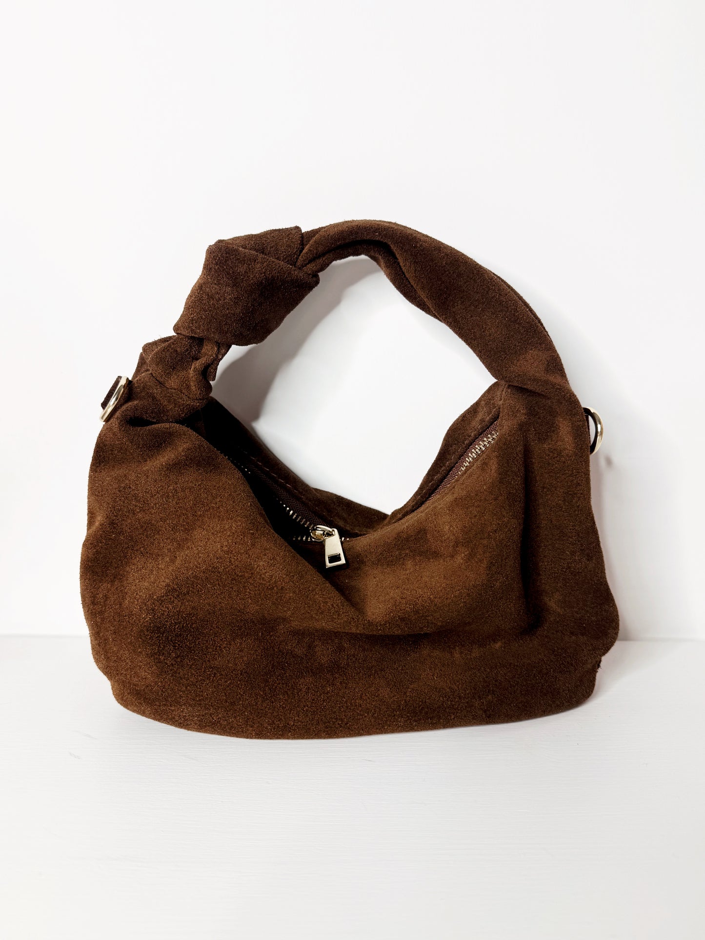 Borsa NODO in suede marrone