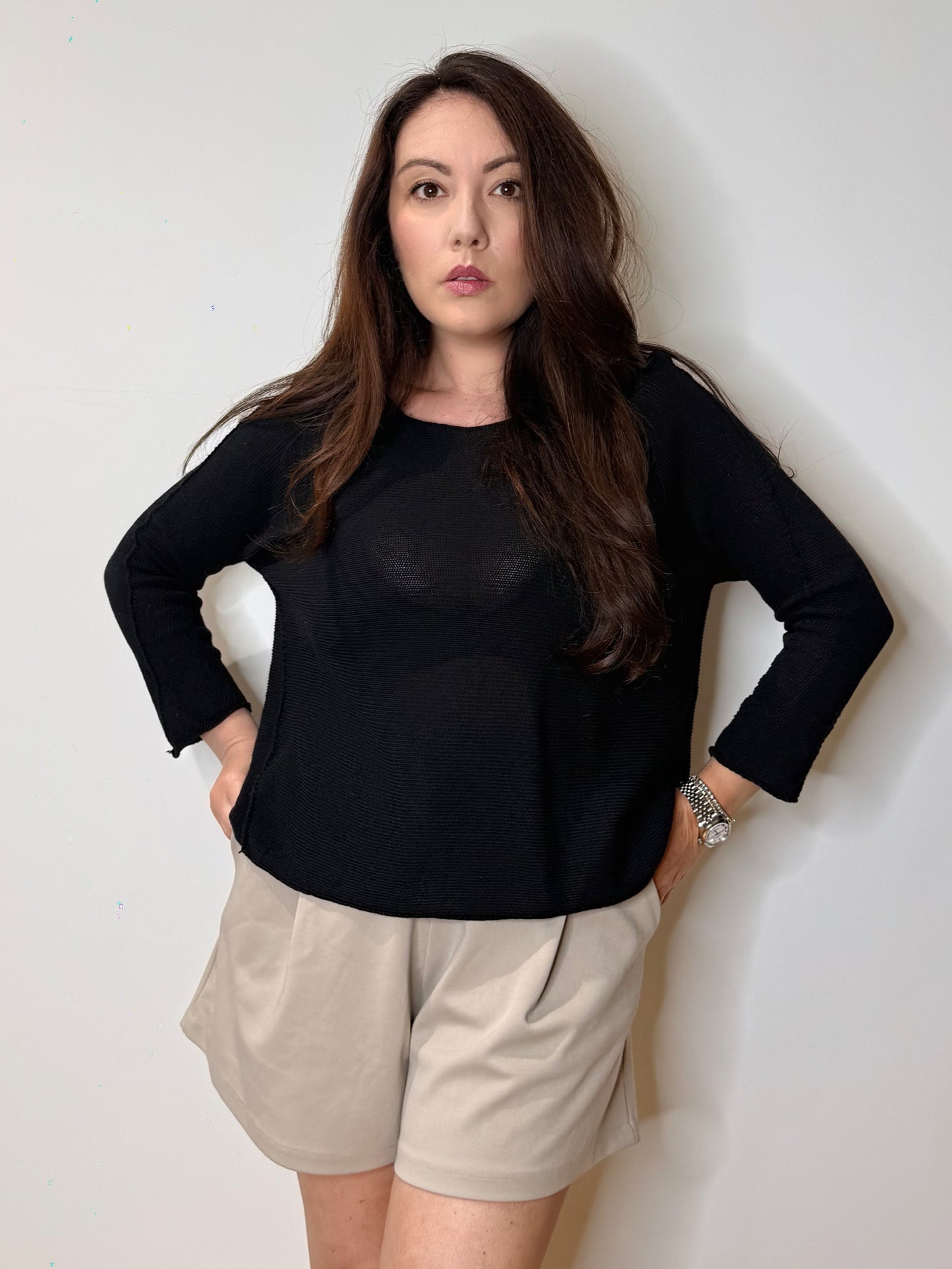 Maglia asimmetrica in cotone