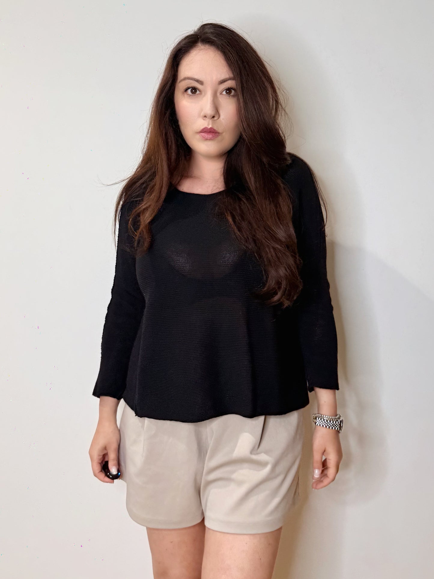 Maglia asimmetrica in cotone