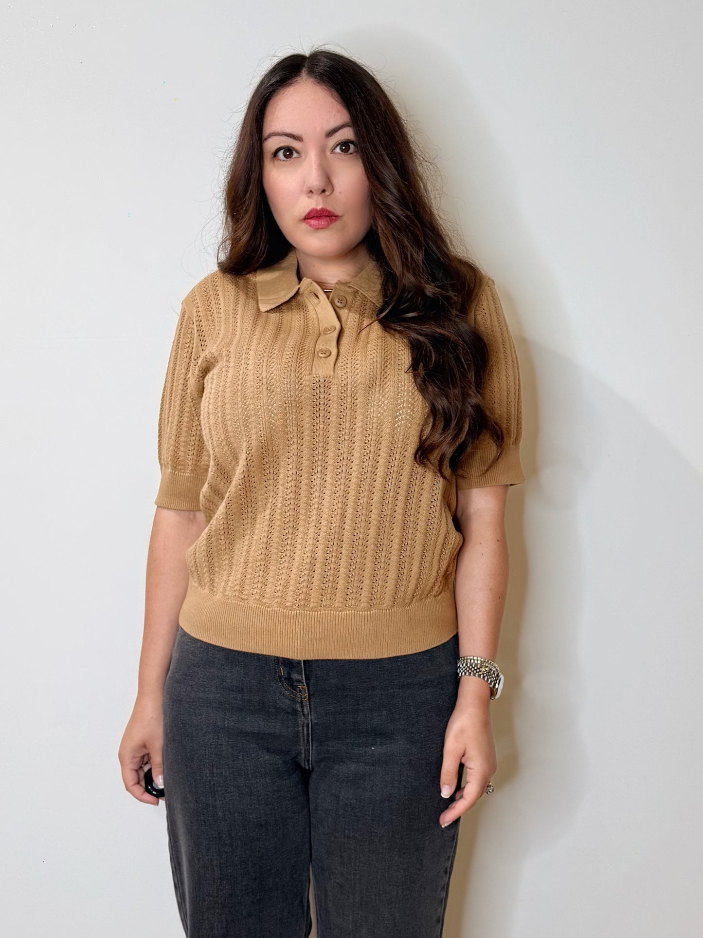 Polo in 100% cotone Camel