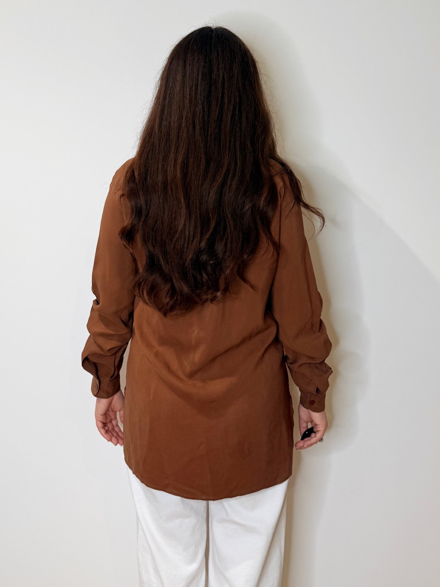 Camicia in seta cioccolato