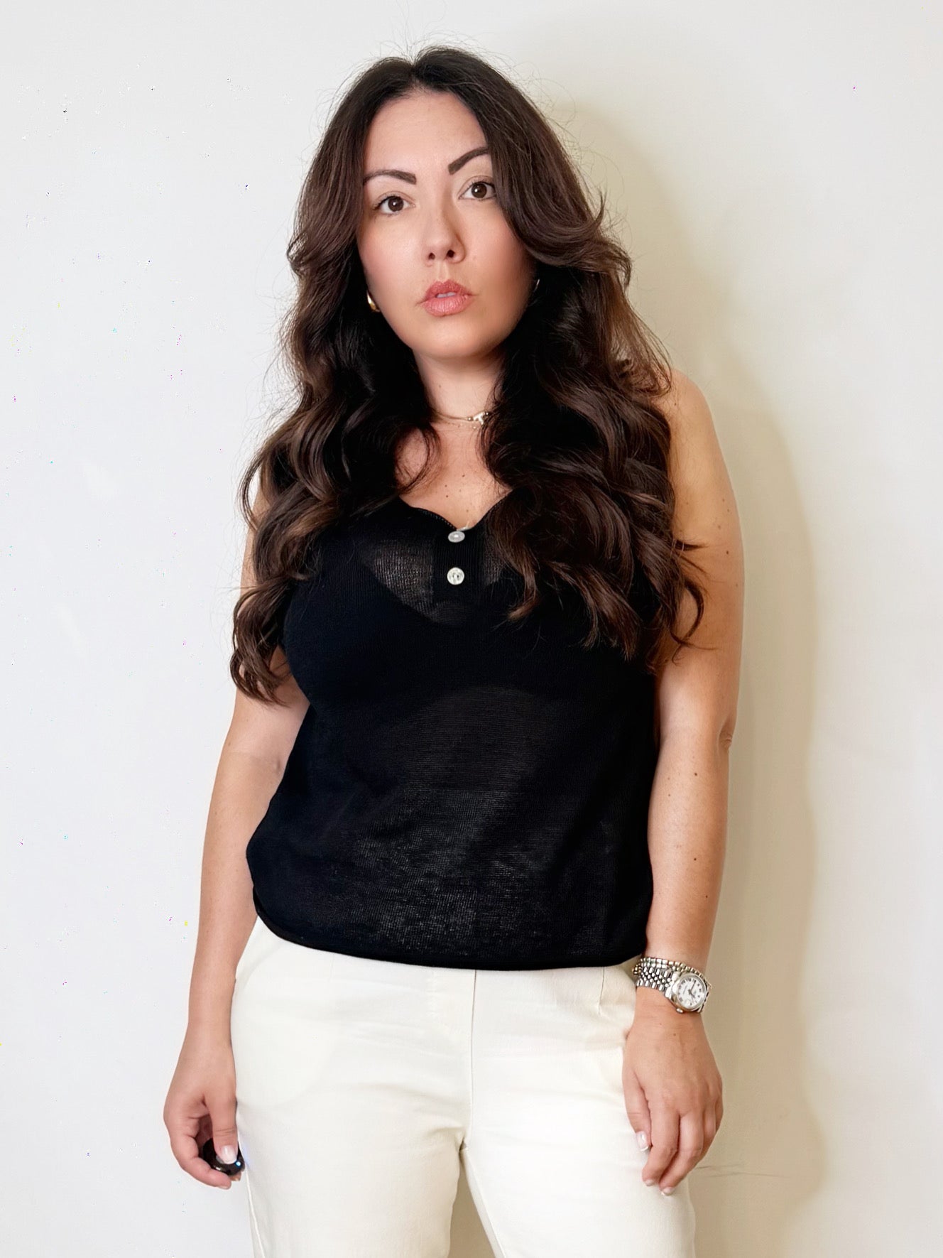 Top in maglia fine nero