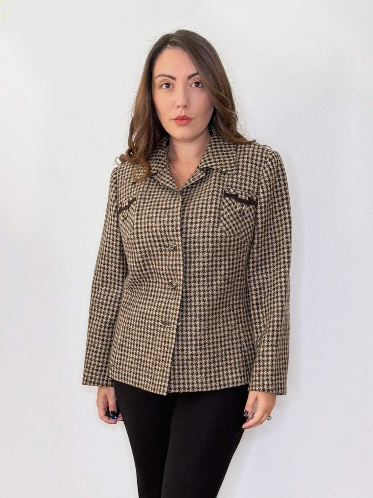 Giacca pied de poule in lana