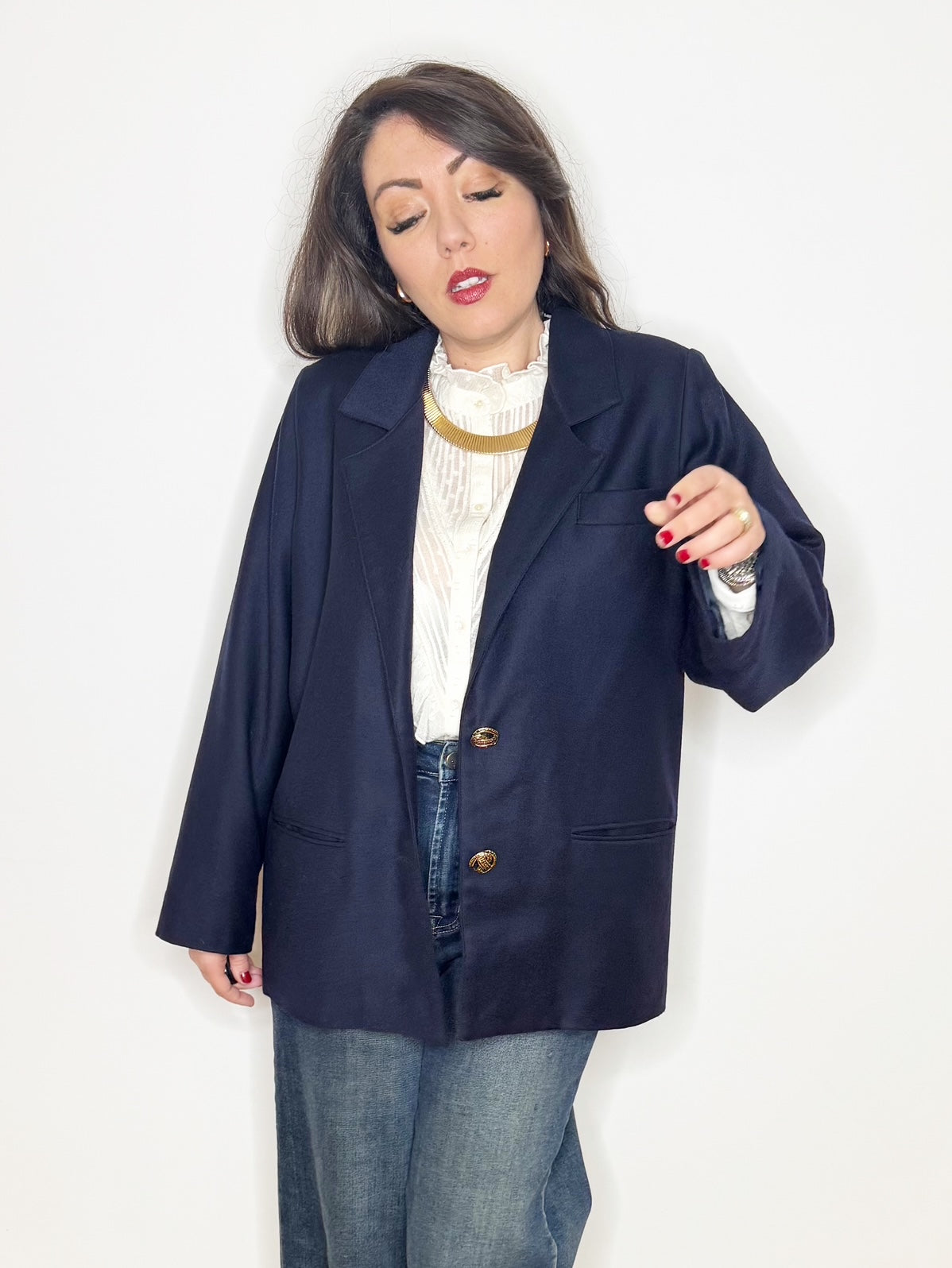 Giacca in pura lana blu