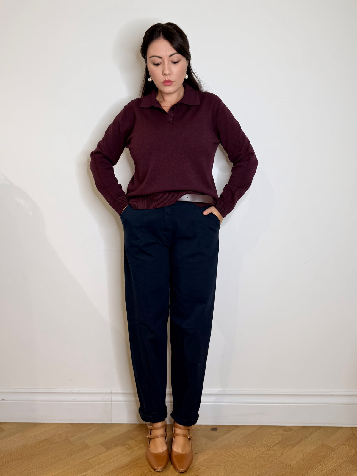 Pantalone barrel in cotone jeans blu