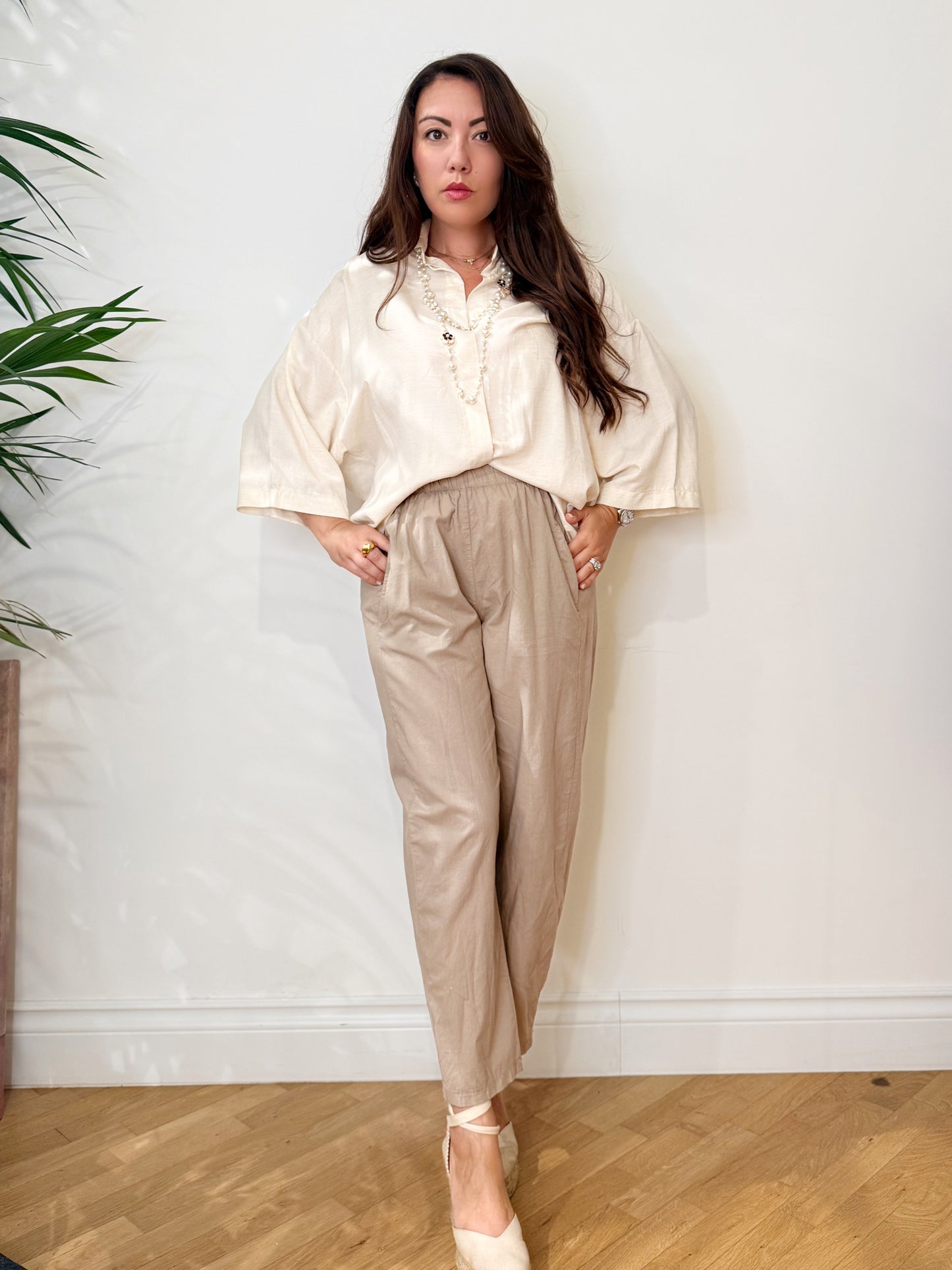 Pantalone in cotone sabbia