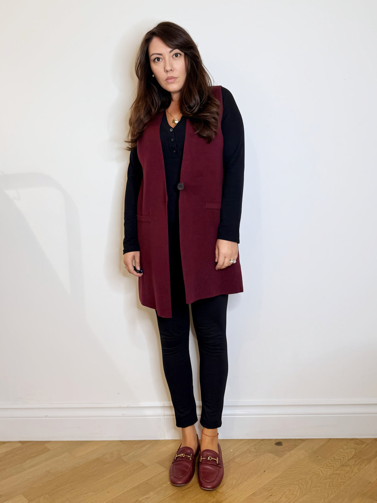 Gilet in maglia bordeaux