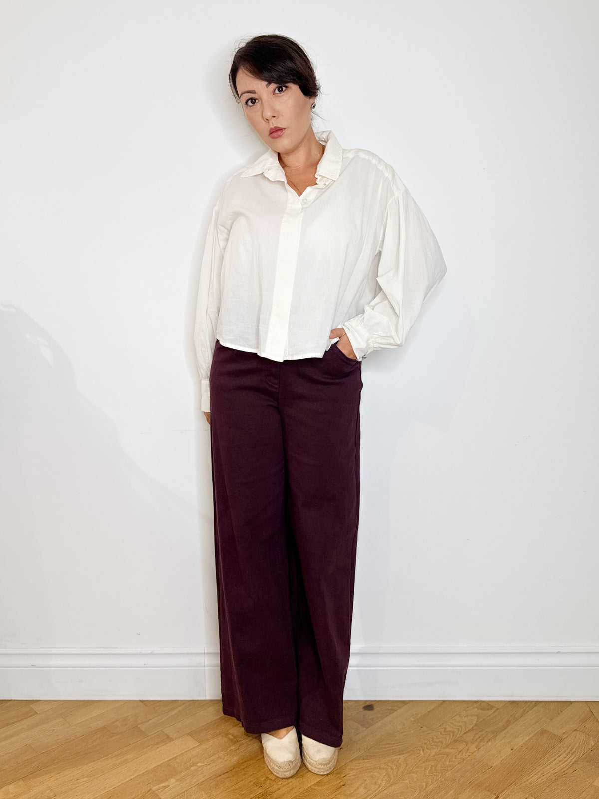 Pantalone in cotone jeans burgundy