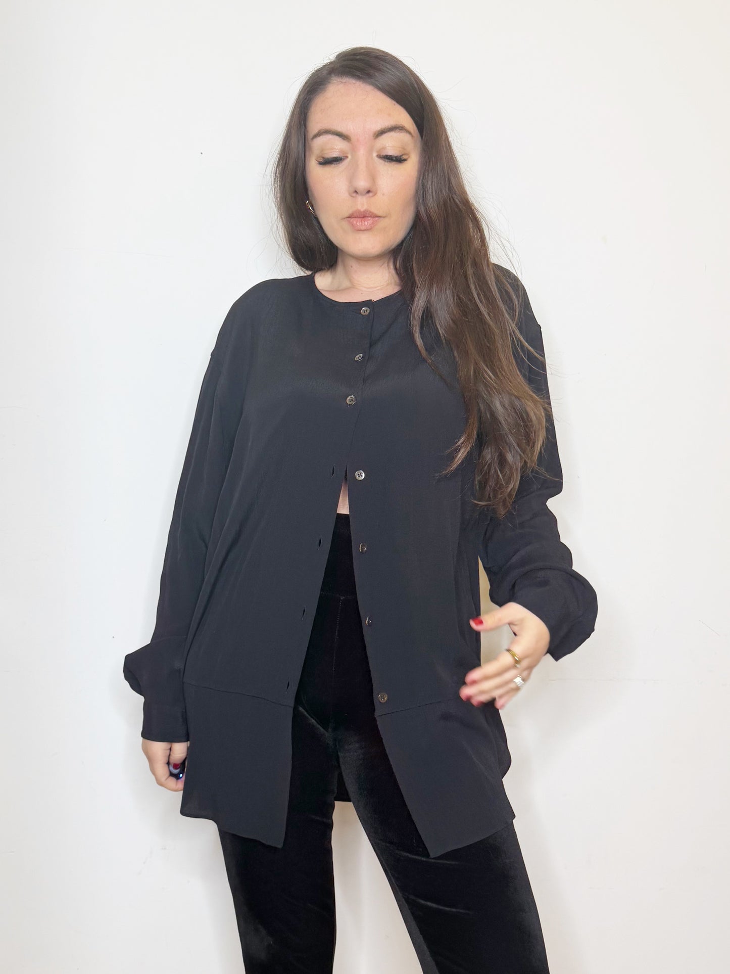Camicia in viscosa nera