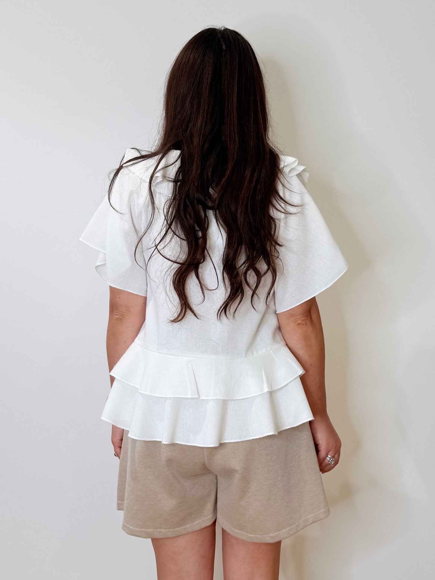 Blusa con volant 100% Lino