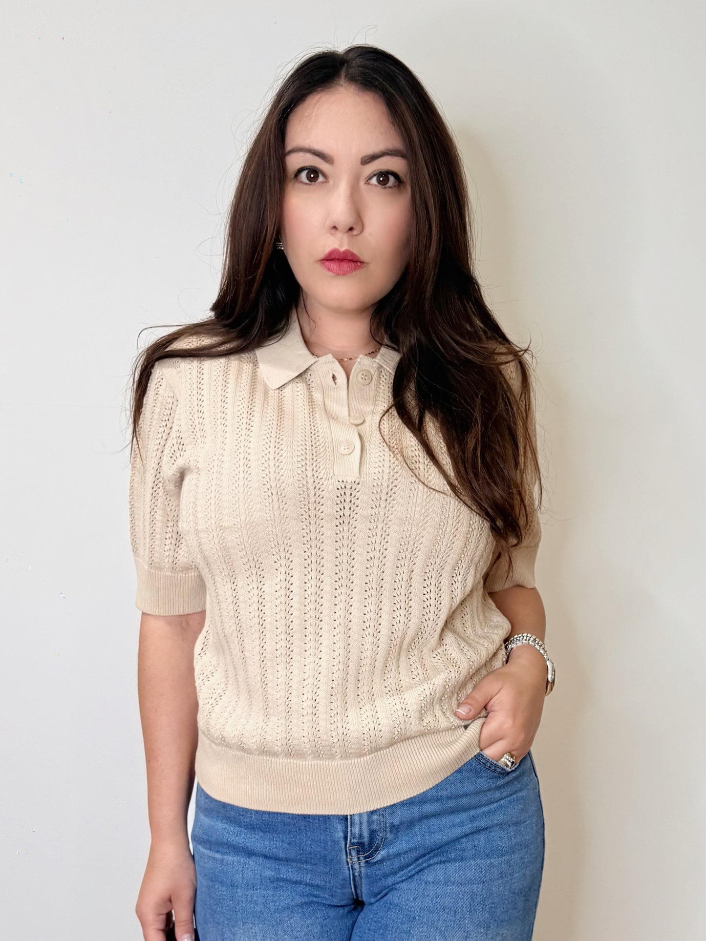Polo in 100% Cotone beige
