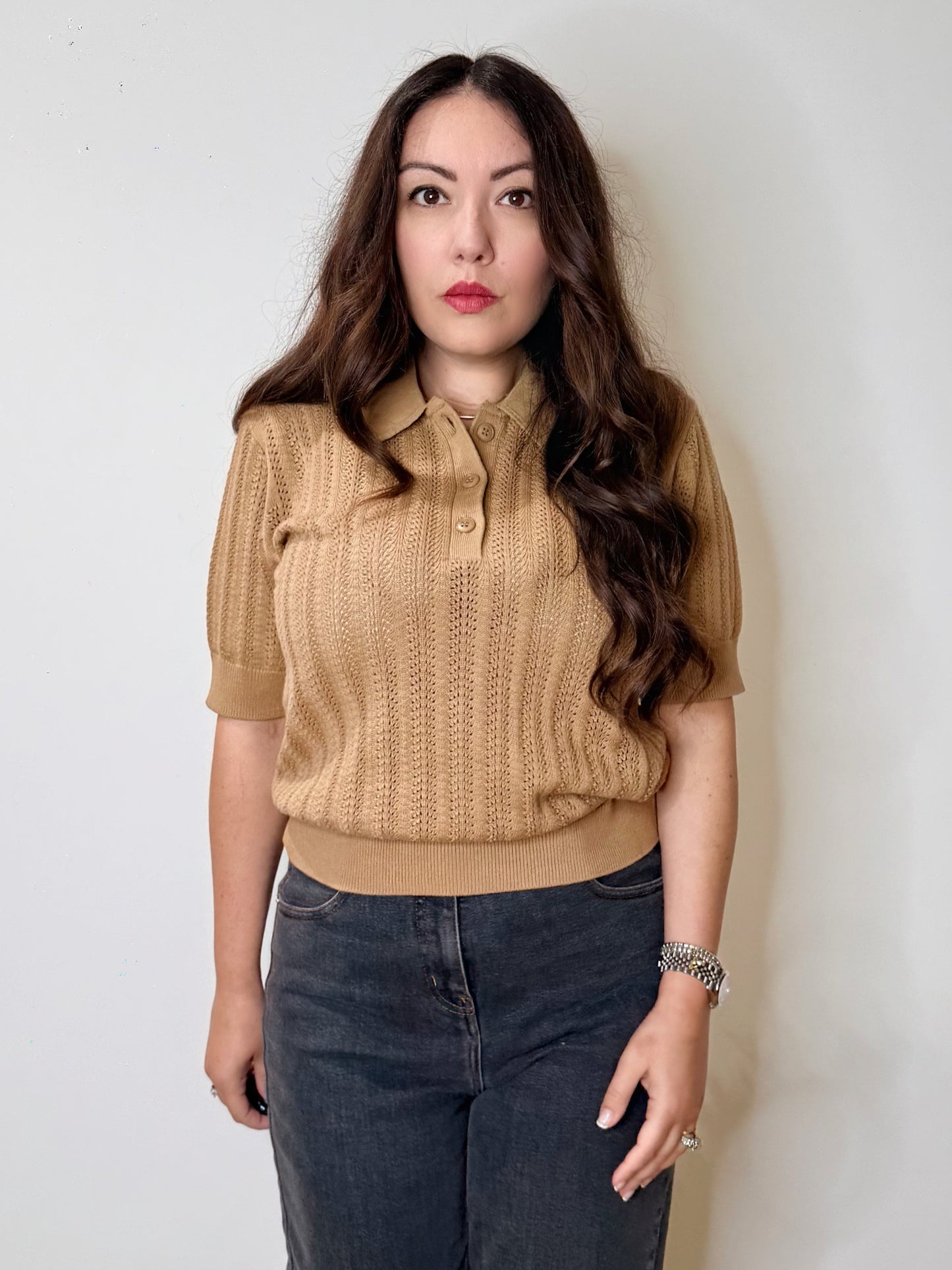 Polo in 100% cotone Camel