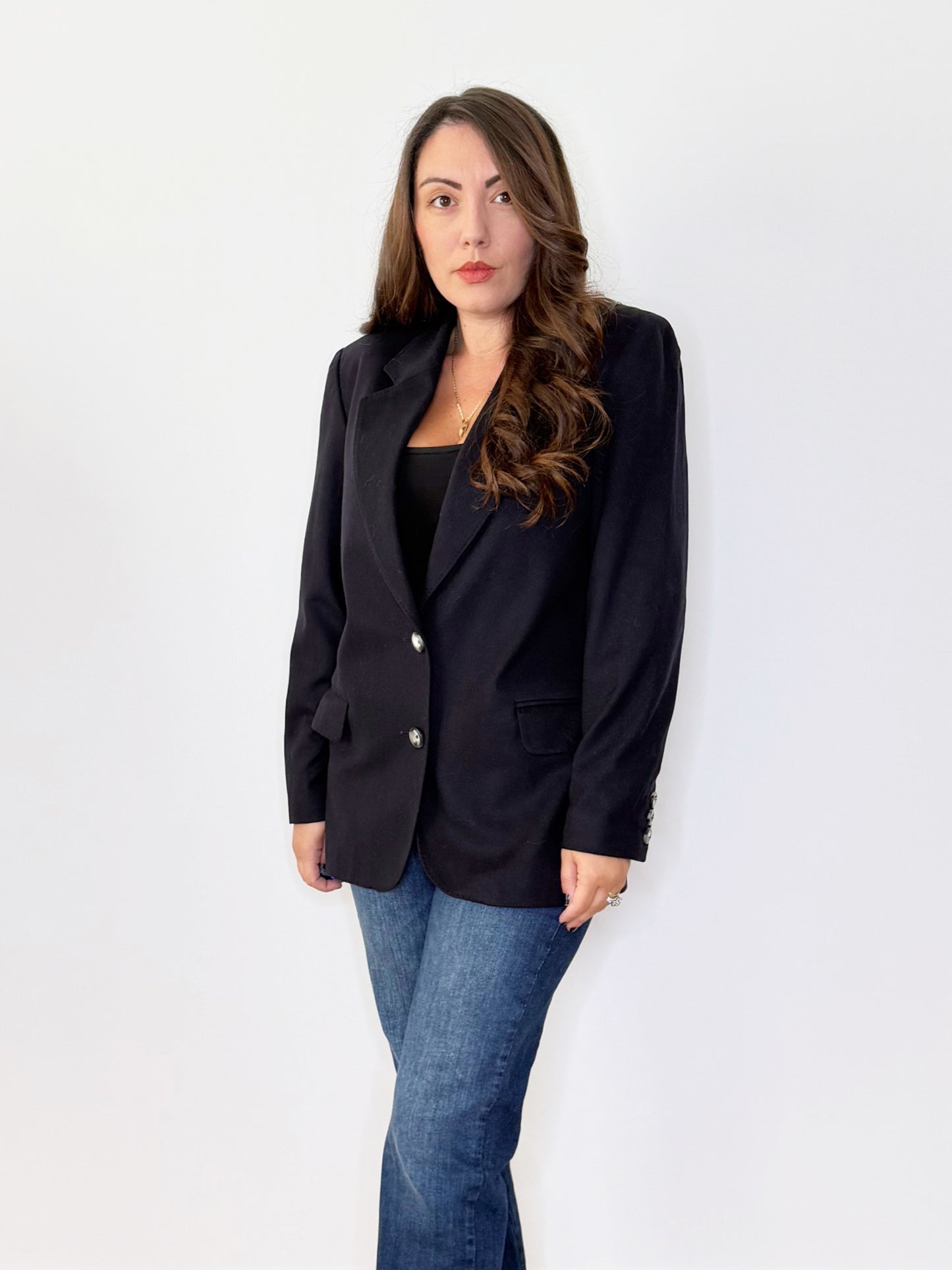 Giacca blu notte lana e cashmere