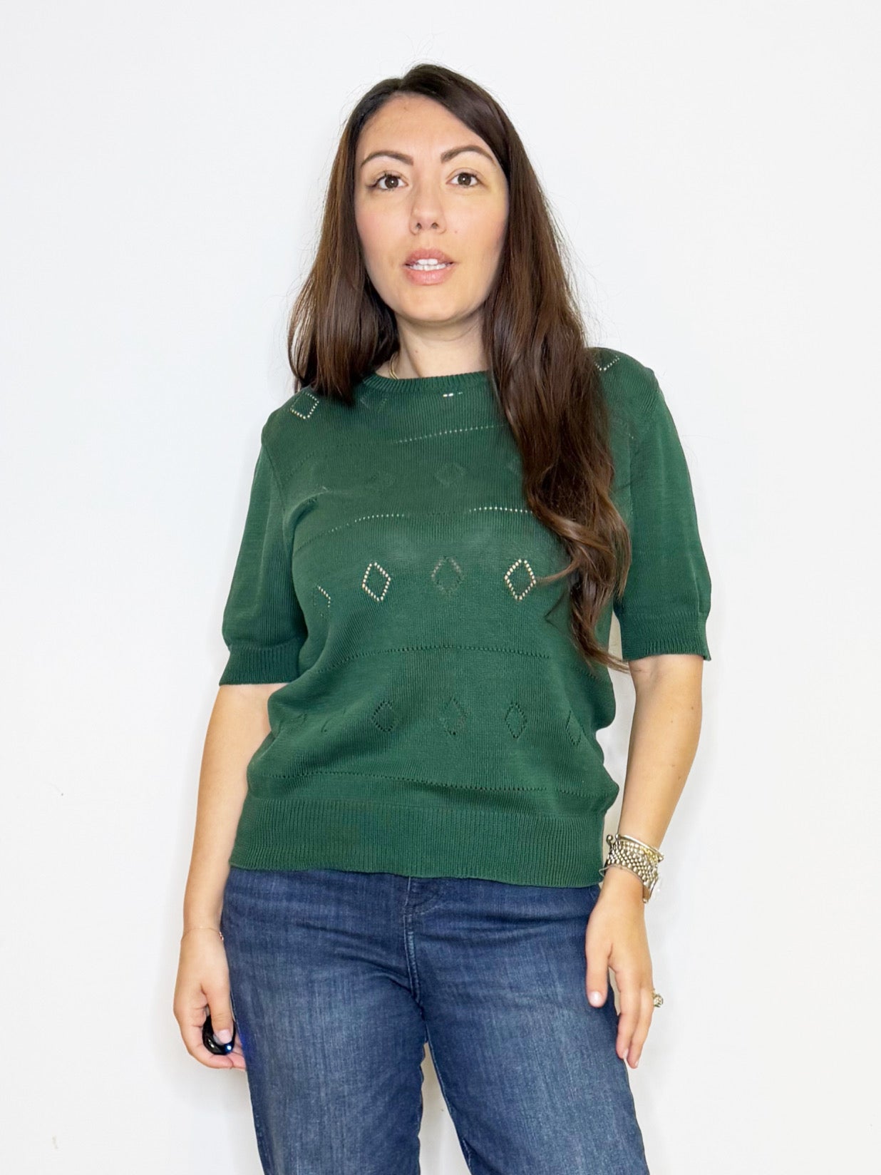 Maglia in filato verde bosco