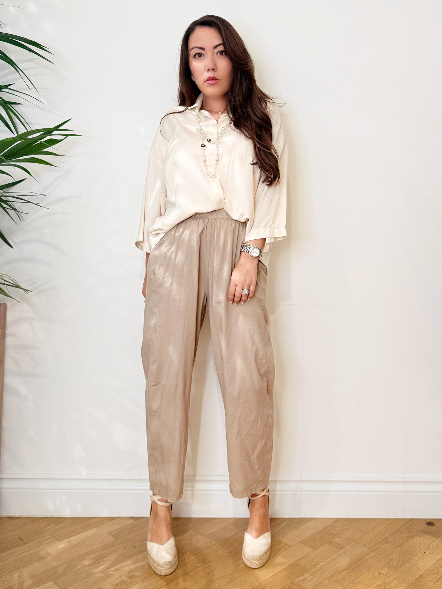 Pantalone in cotone sabbia