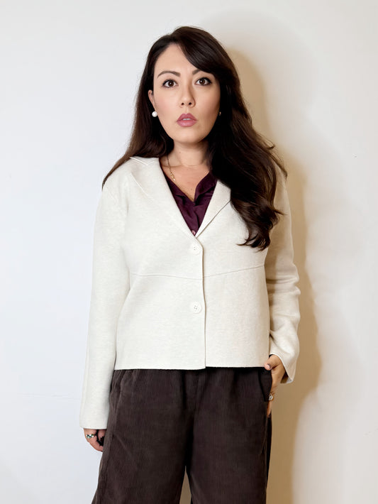 Giacca cardigan in maglia panna