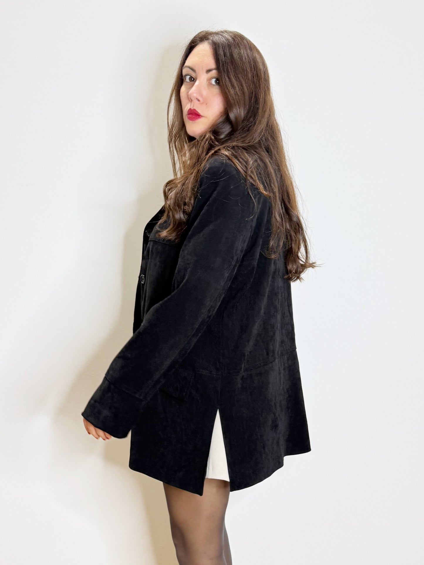 Giacca nera in simil suede