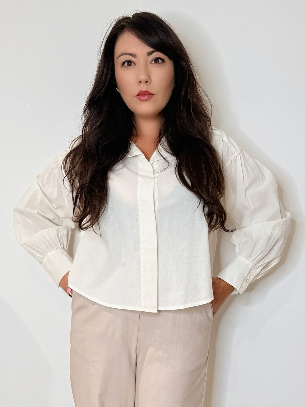 Camicia bianca svasata 100% cotone
