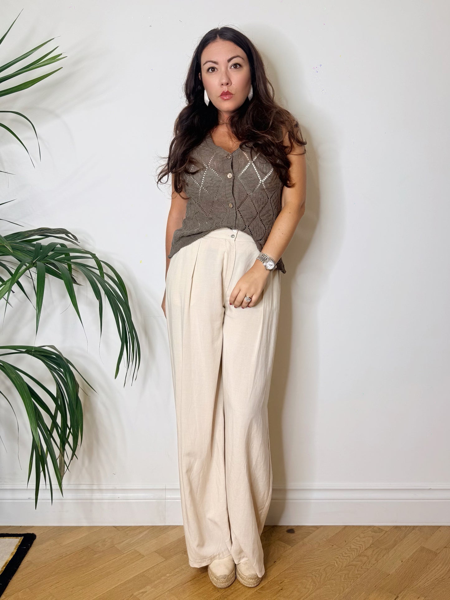 Gilet in maglia tortora