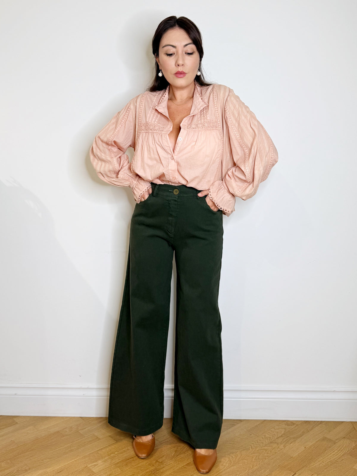 Pantalone in cotone jeans verde