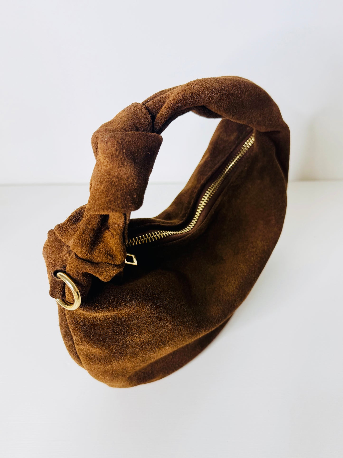 Borsa NODO in suede marrone