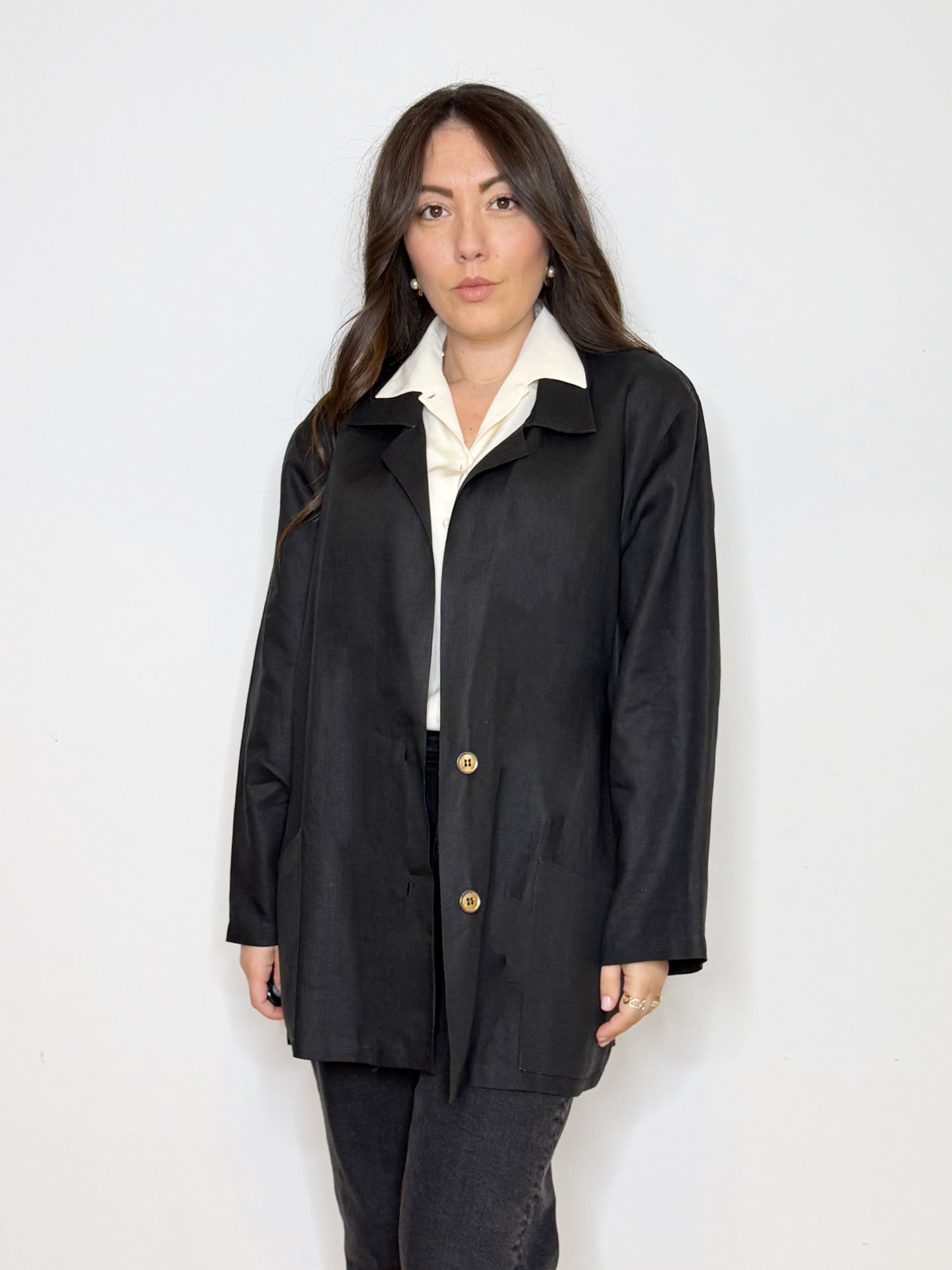 Giacca in lino nera