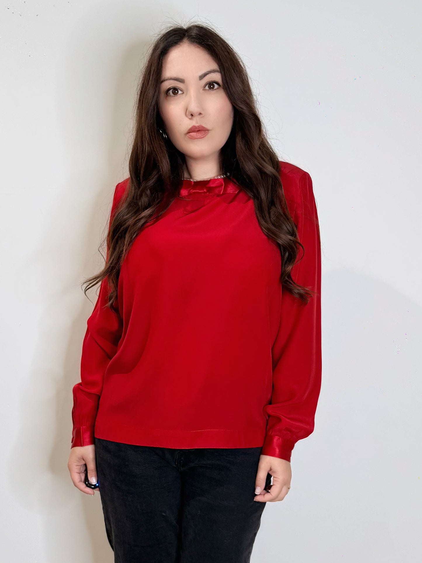 Camicia in pura seta rossa