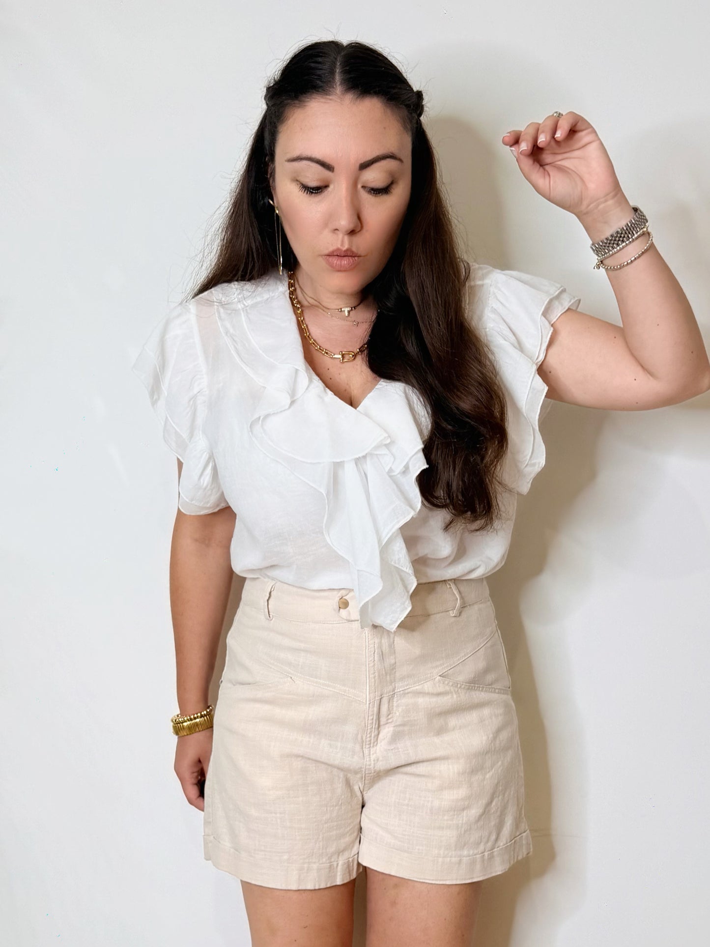 Blusa in mussola con volant