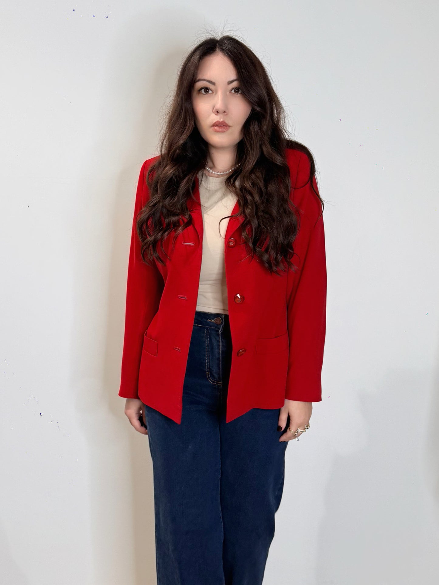 Giacca rossa in crepe