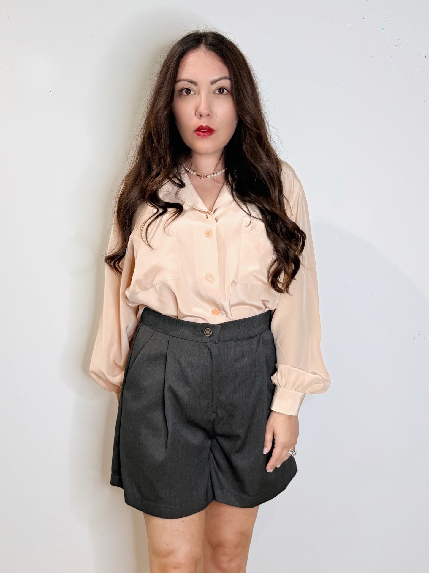 Camicia in pura seta rosa cipria