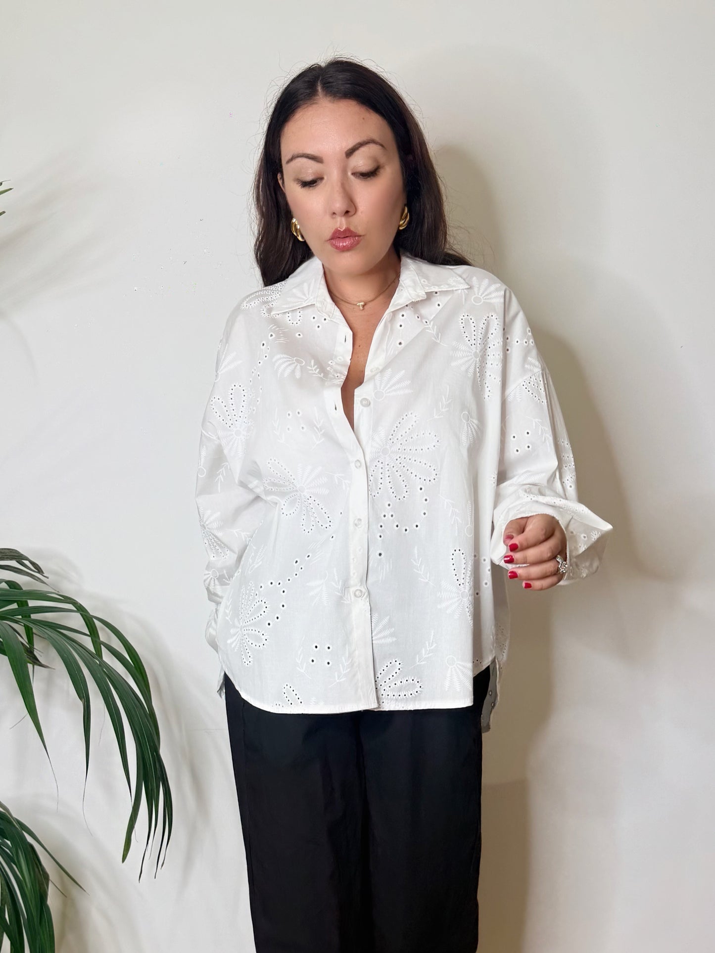 Camicia in pizzo sangallo