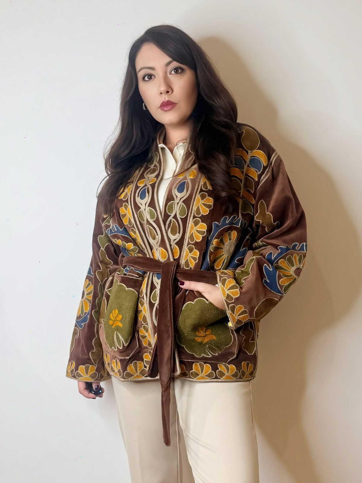 Giacca kimono India in velluto