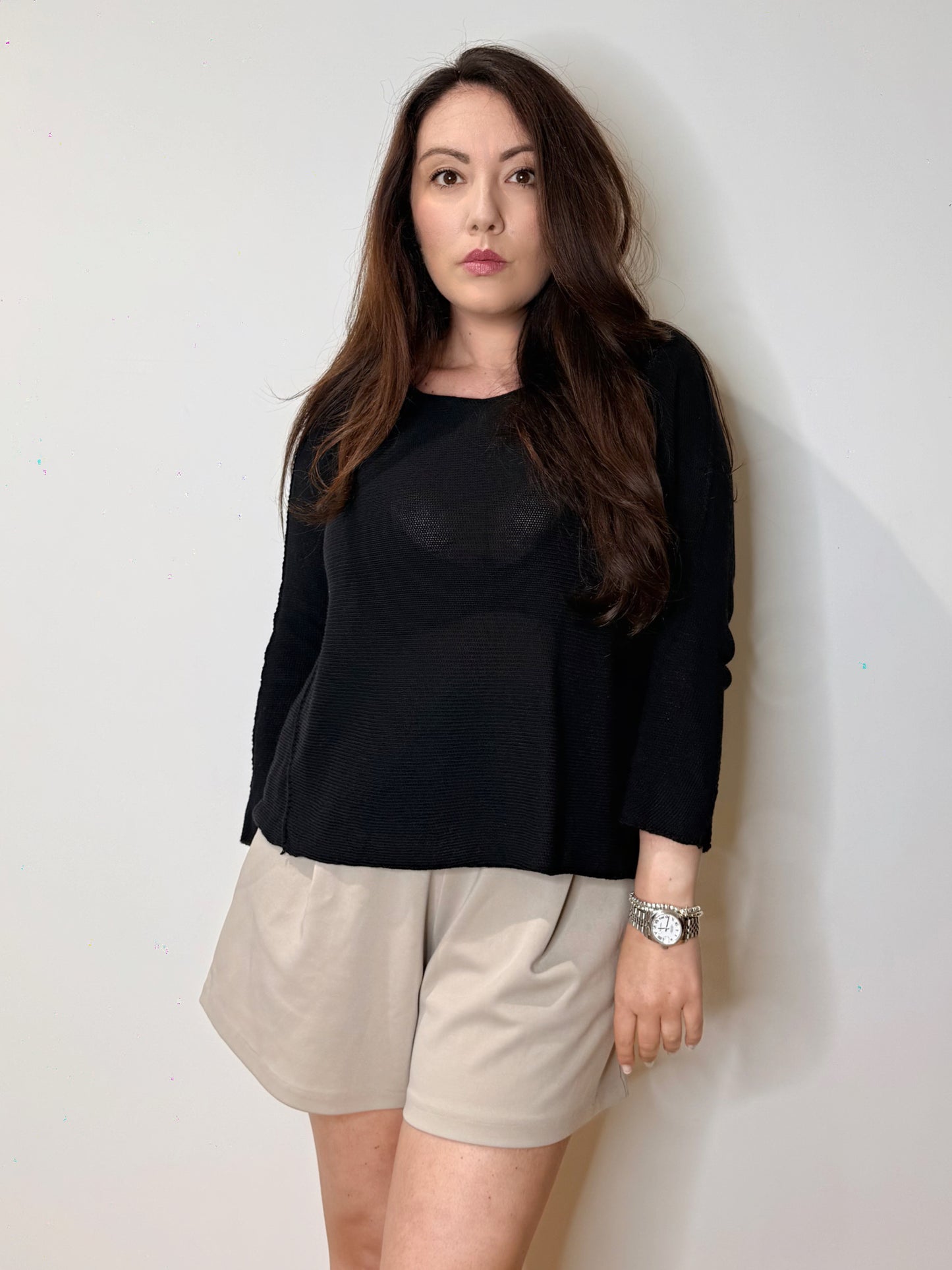 Maglia asimmetrica in cotone