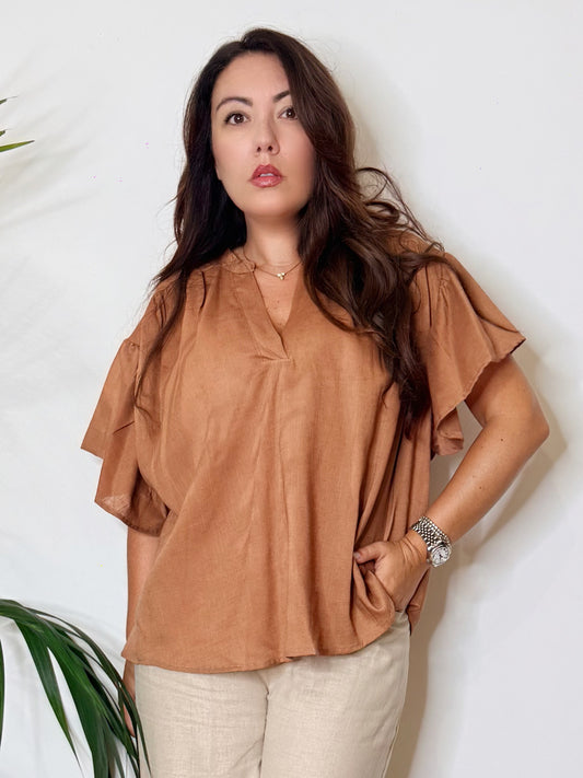 Blusa over misto lino