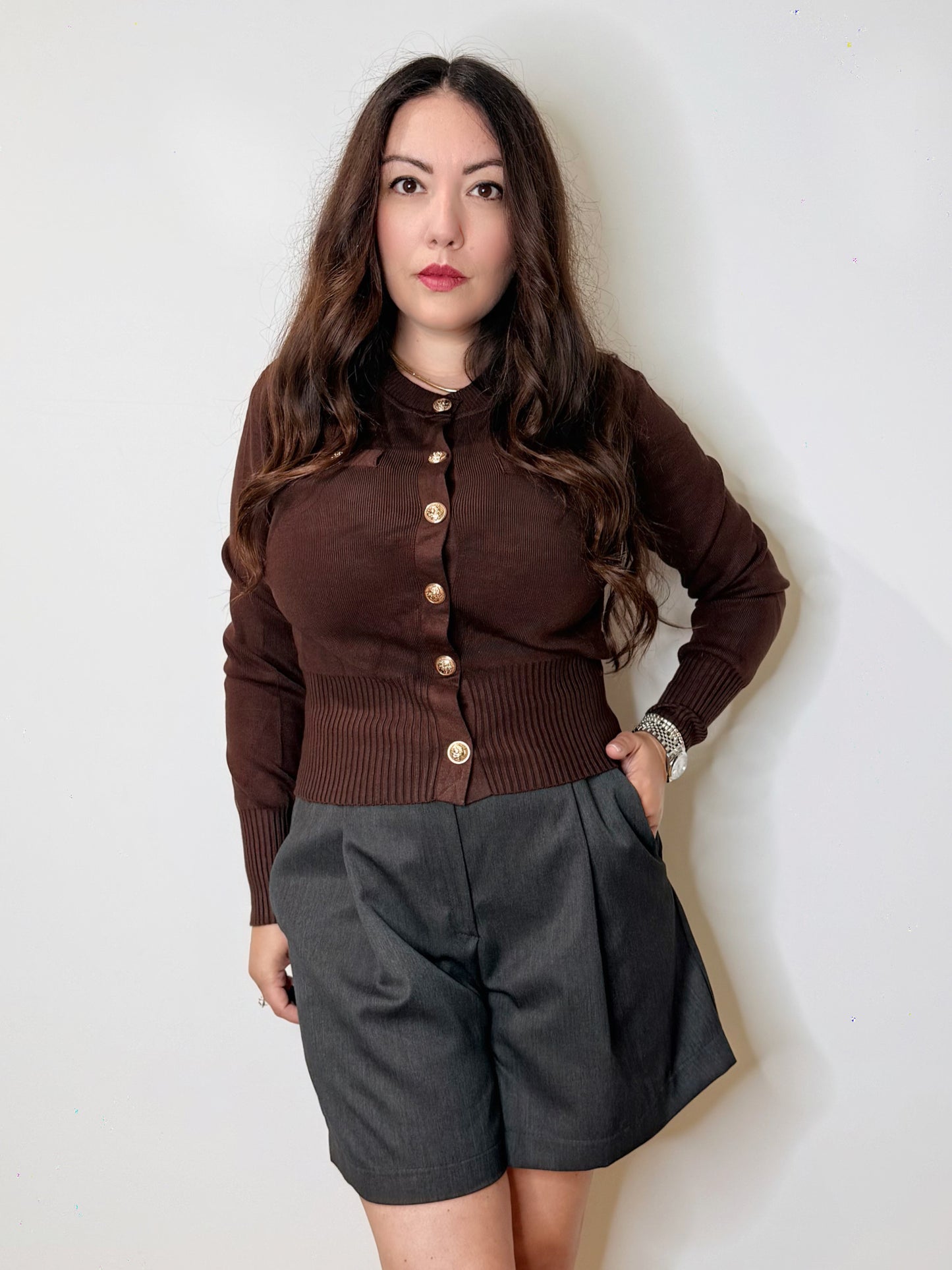 Cardigan bon ton cioccolato