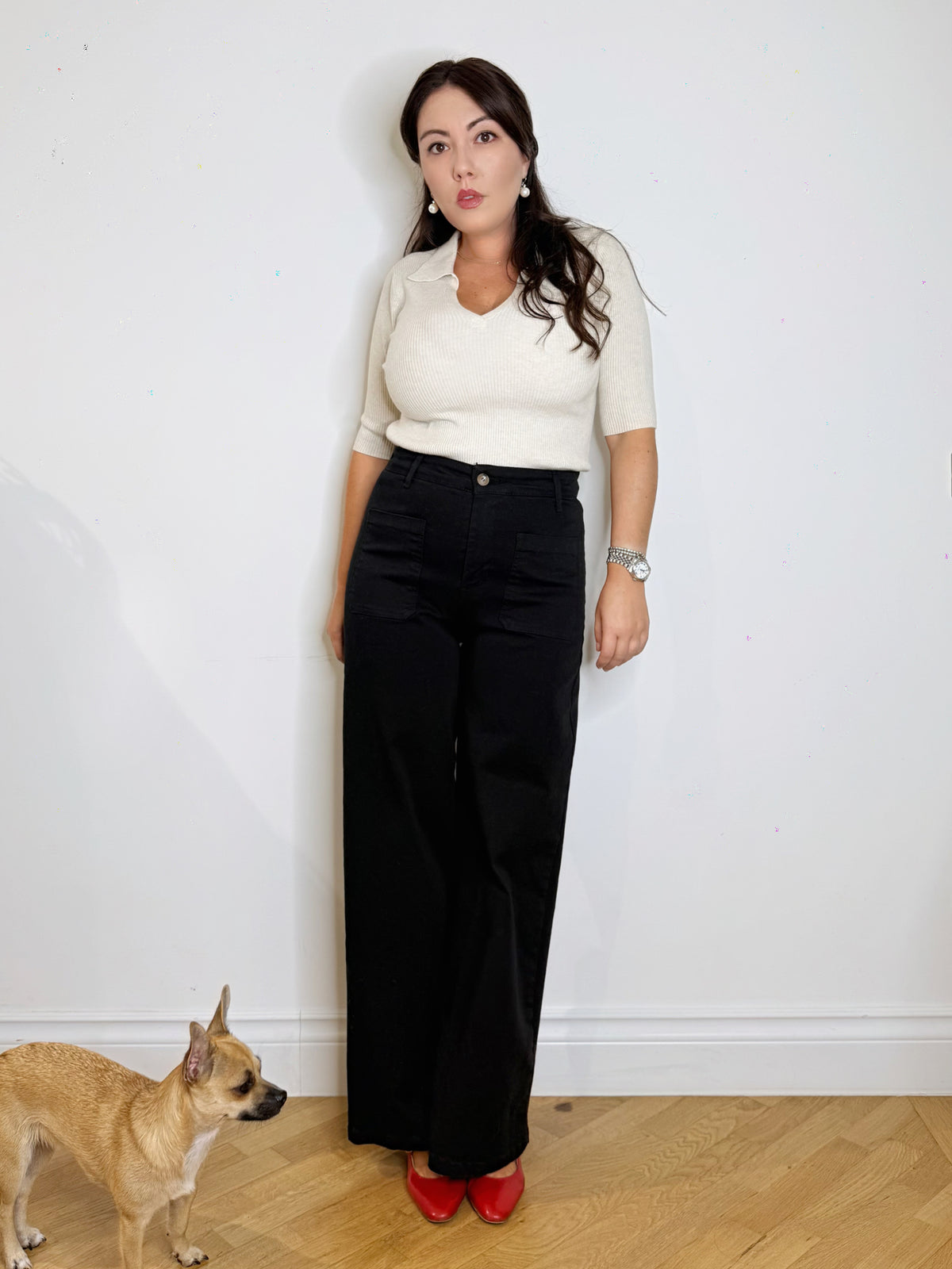 Pantalone jeans wide leg