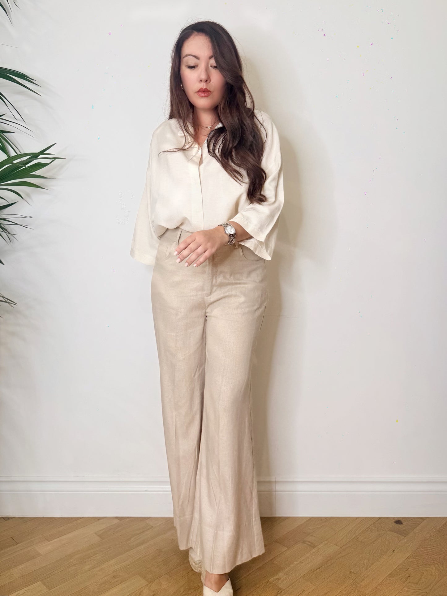 Pantalone palazzo misto lino