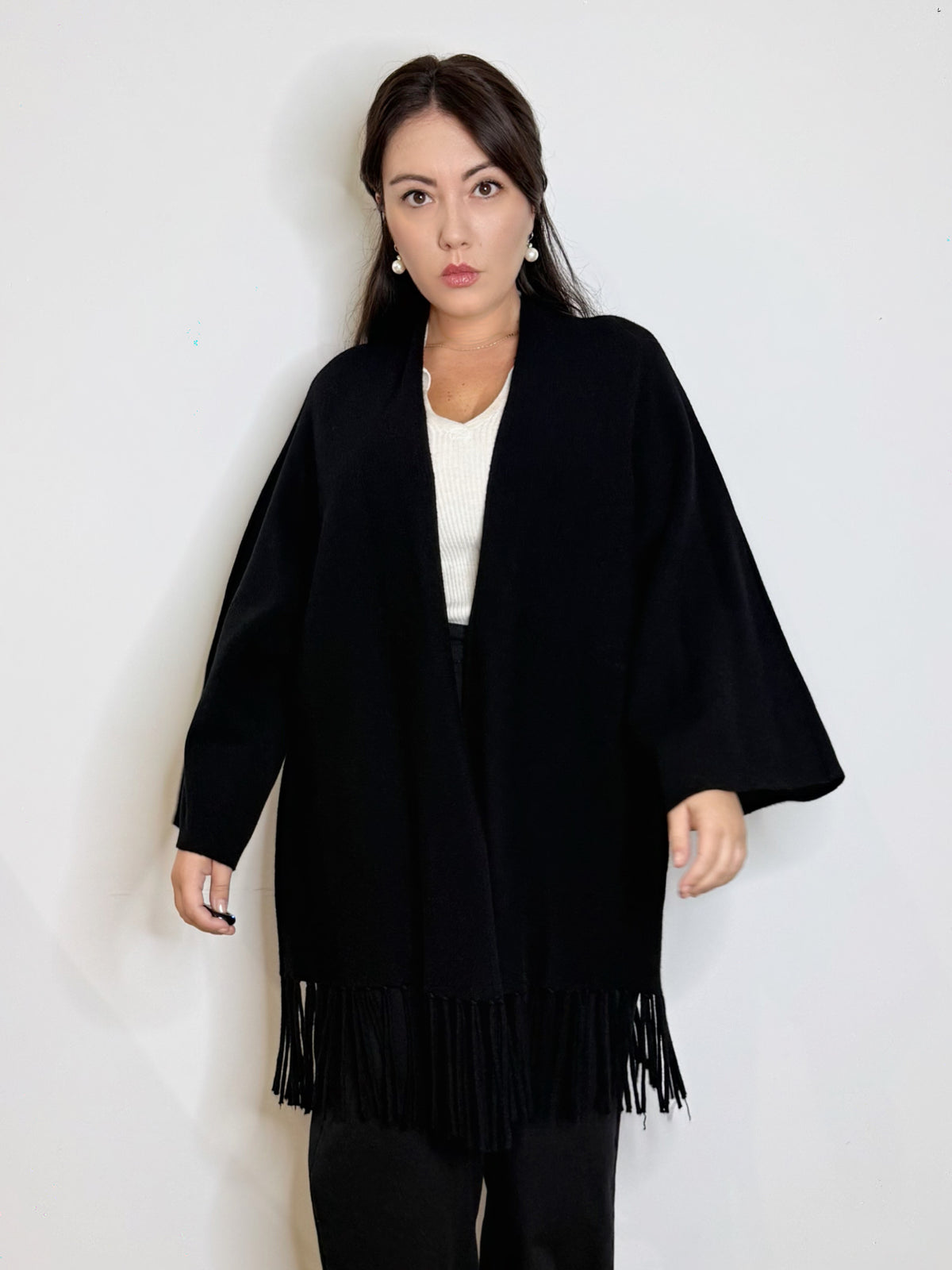 Cardigan con frange nero