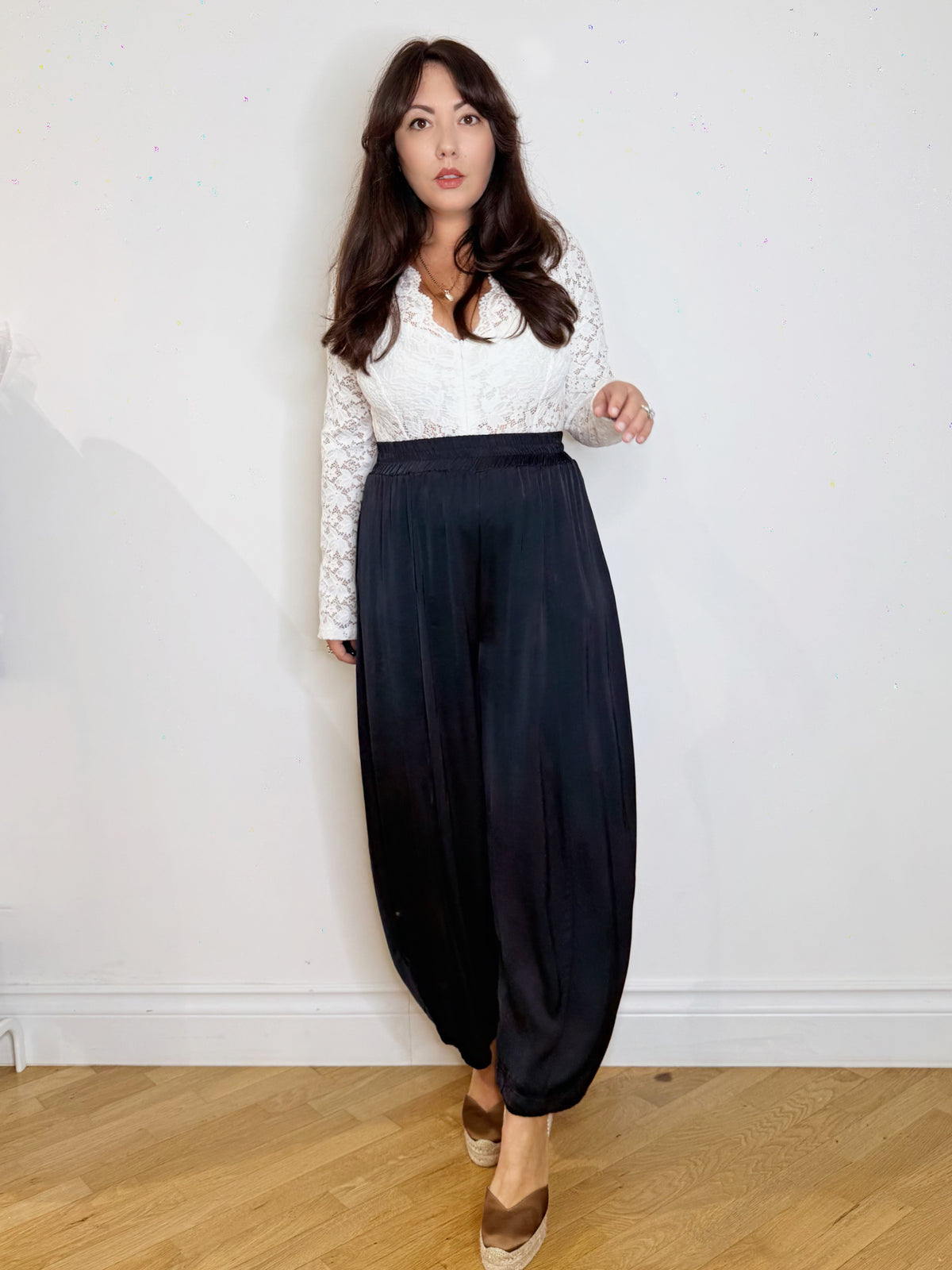 Pantalone satinato in viscosa