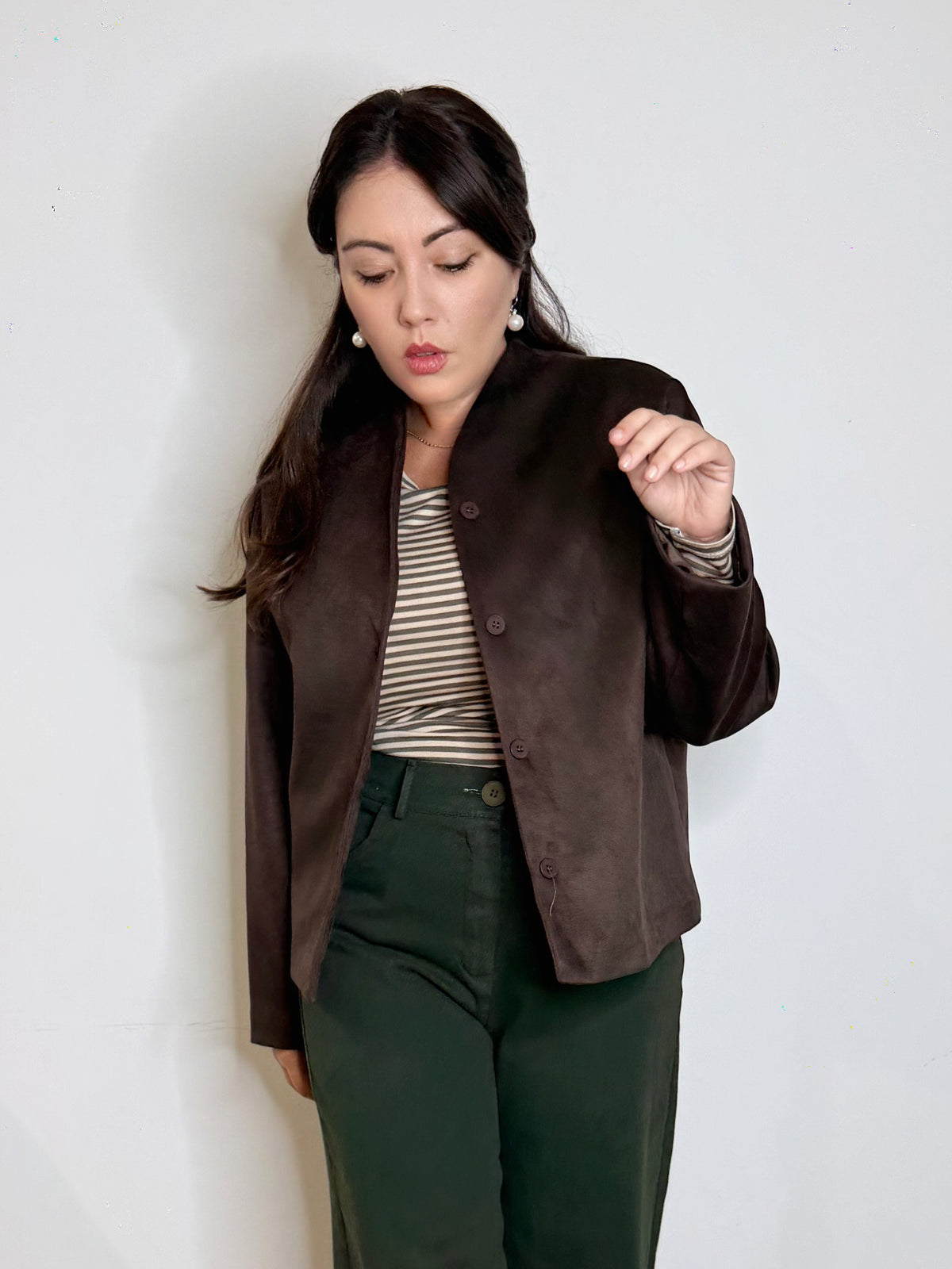 Giacca corta in suede sintetico