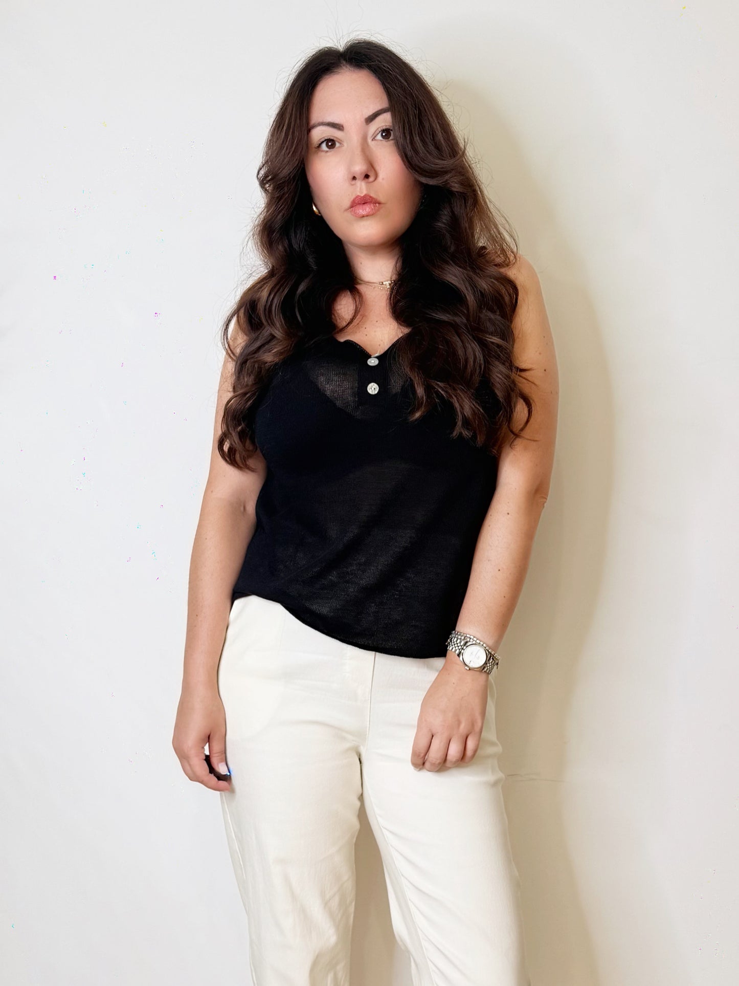 Top in maglia fine nero