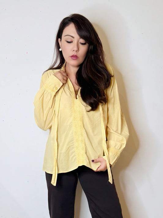 Camicia puro cotone giallo burro