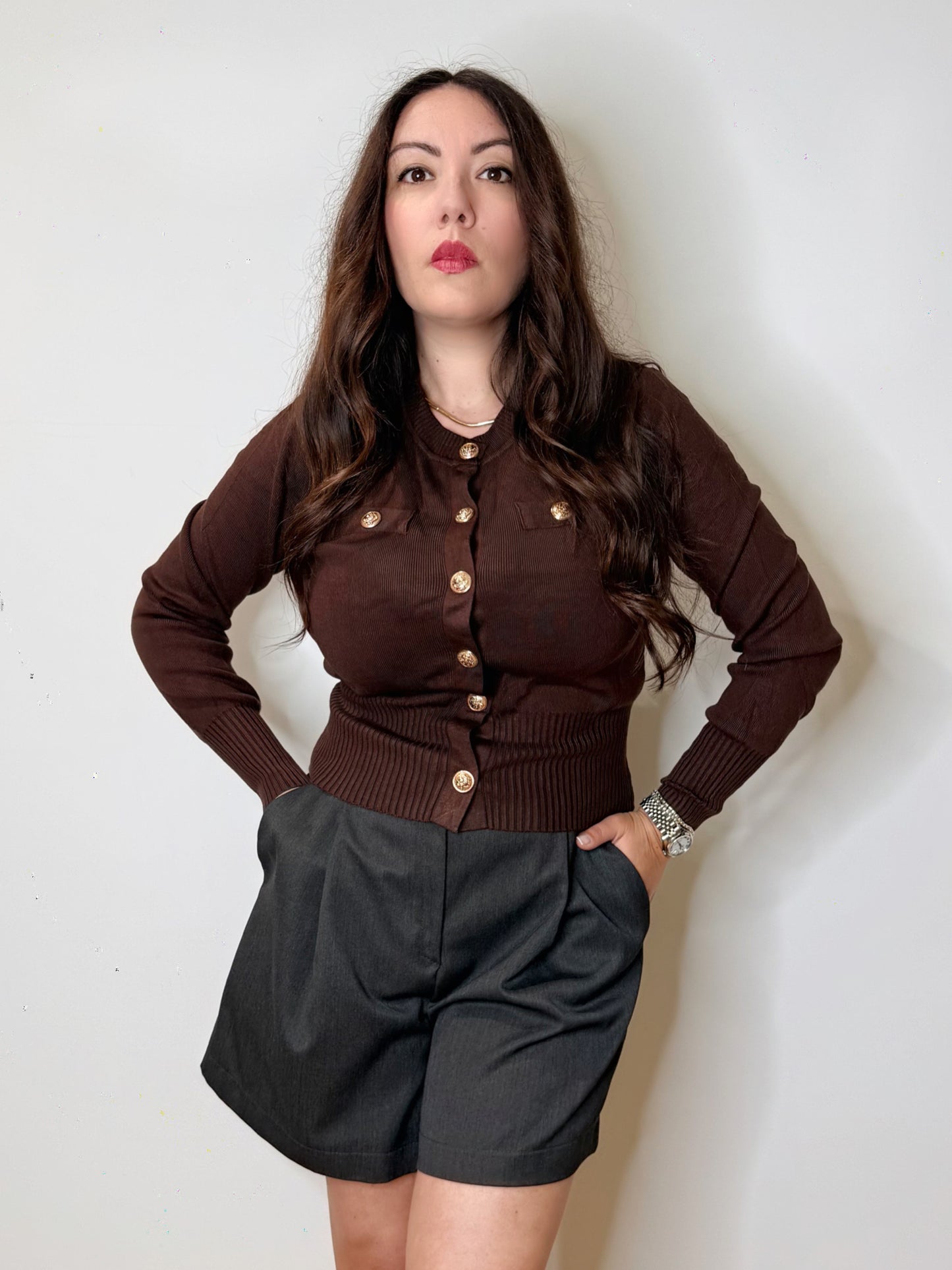 Cardigan bon ton cioccolato