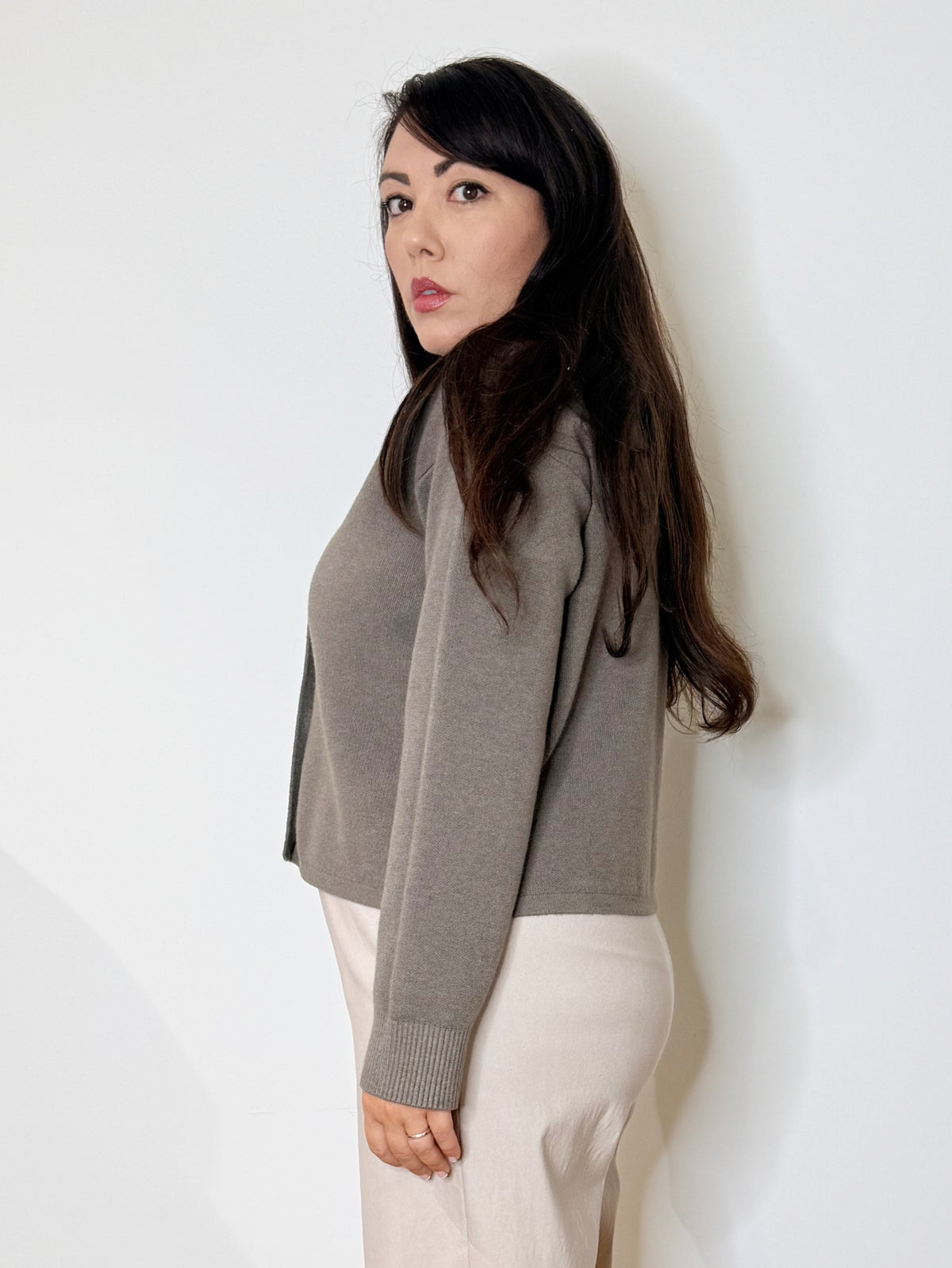 Cardigan con collo polo Moka
