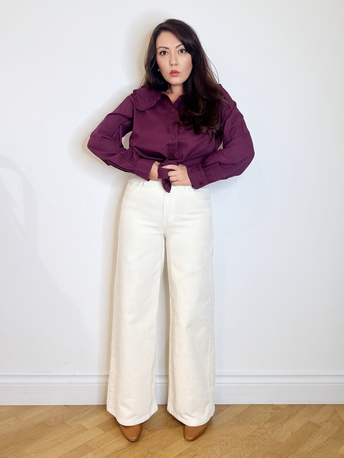 Pantalone in velluto bianco