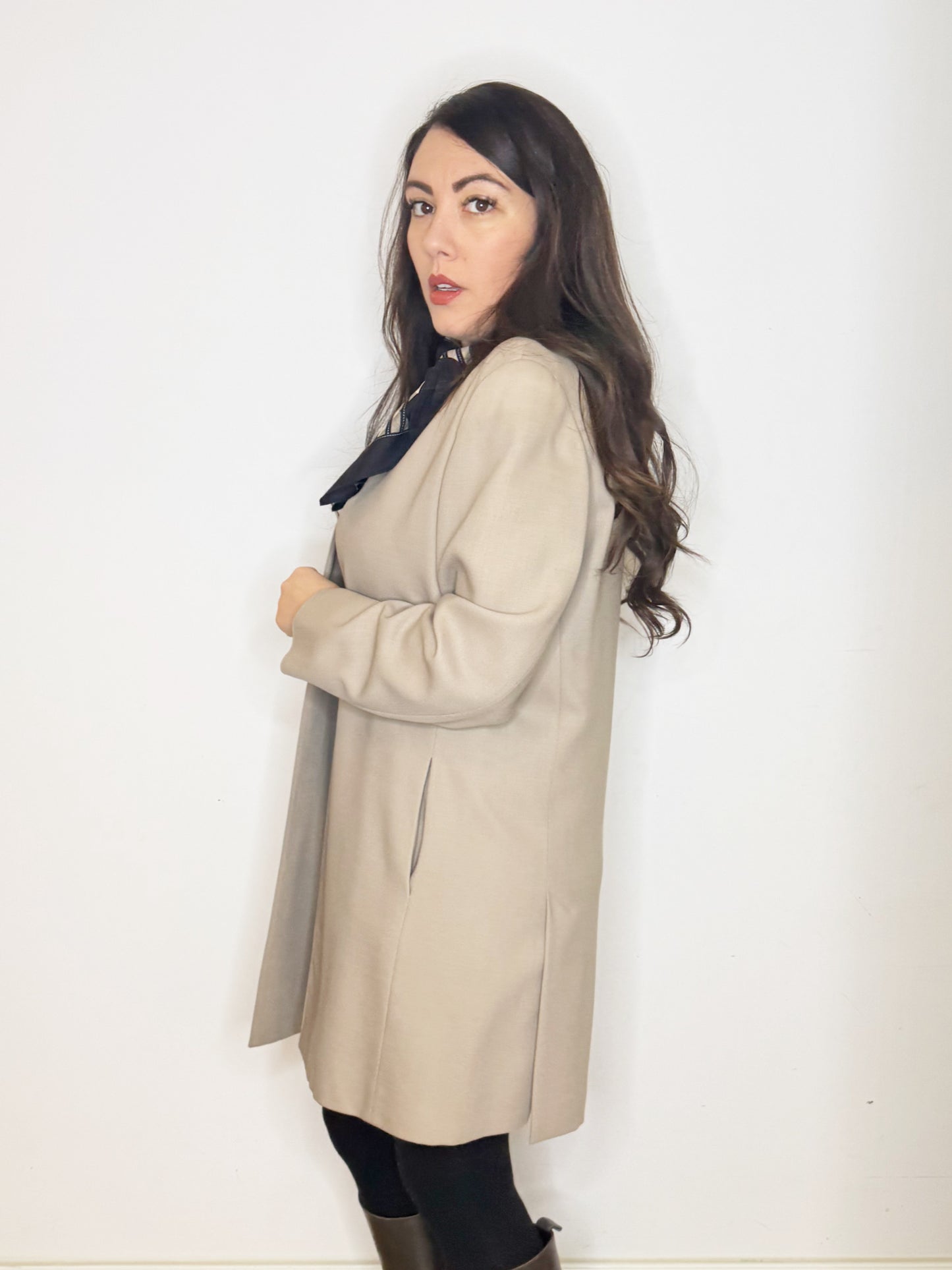 Spolverino in fresco lana beige