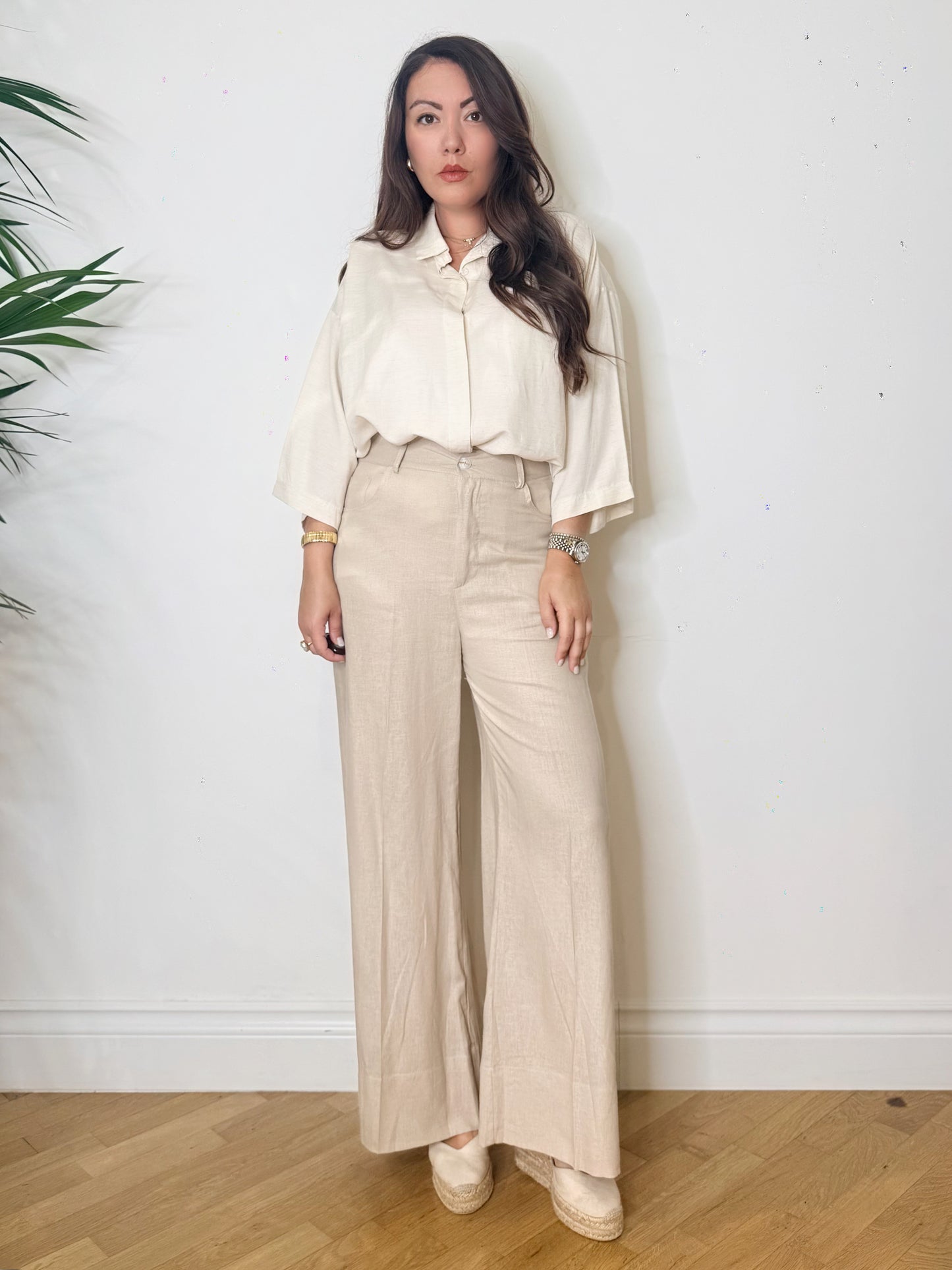Pantalone palazzo misto lino