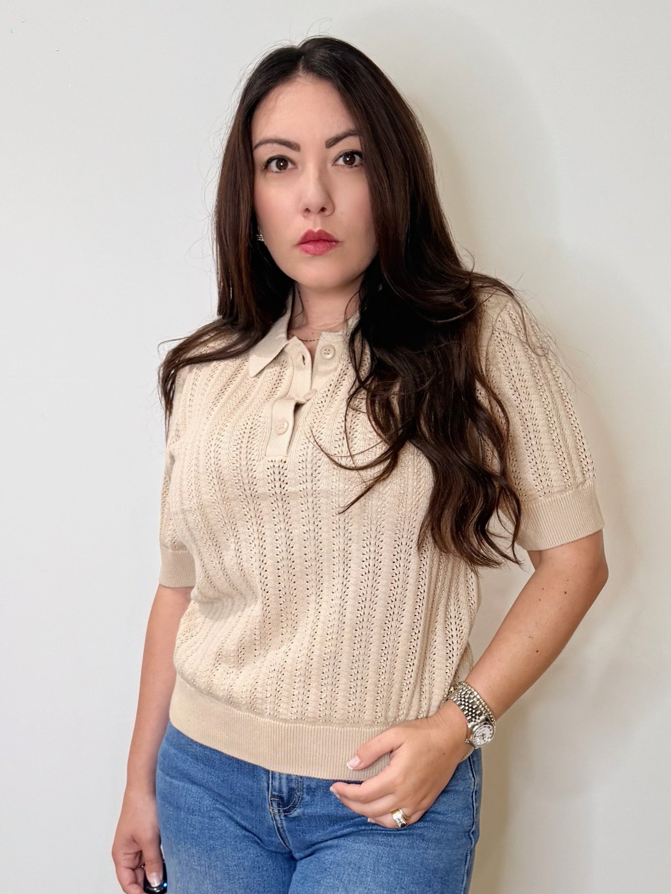 Polo in 100% Cotone beige