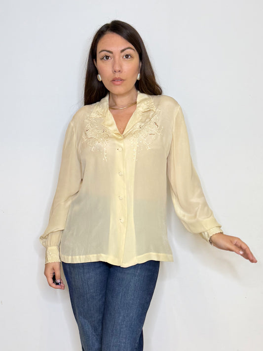 Camicia in seta con ricami